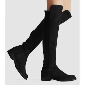 Stuart Weitzman 5050 Over The Knee High Boots Suede Riding Block Heel Flat